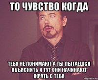 то чувство когда тебя не понимают а ты пытаешся объяснить и тут они начинают жрать с тебя