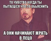 то чувство когда ты пытаешся что-то обьяснить а они начинают жрать в лецо