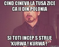 cind cineva la tusa zice ca ii din polonia si toti incep s strije 'kurwa ! kurwa ! '