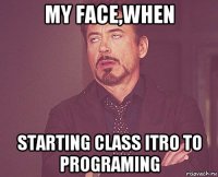 my face,when starting class itro to programing