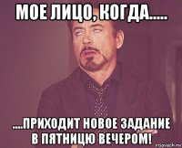 мое лицо, когда..... ....приходит новое задание в пятницю вечером!