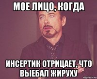 мое лицо, когда инсертик отрицает, что выебал жируху