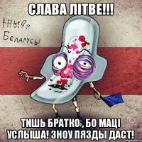 Слава Лiтве!!! Тишь братко , бо мацi услыша! Зноу пязды даст!