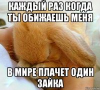 каждый раз когда ты обижаешь меня в мире плачет один зайка