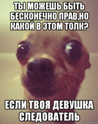 ты можешь быть бесконечно прав,но какой в этом толк? если твоя девушка следователь