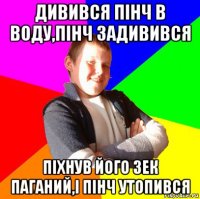 дивився пінч в воду,пінч задивився піхнув його зек паганий,і пінч утопився