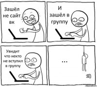 Зашёл не сайт вк И зашёл в группу Увидит что некто не вступил в группу ...