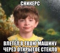 сникерс влетел в твою машину через открытое стекло