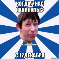 когда у нас каникулы? с 12декабря