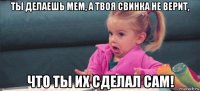 ты делаешь мем, а твоя свинка не верит, что ты их сделал сам!