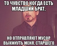 то чувство когда есть младший брат, но отправляют мусор выкинуть меня, старшего