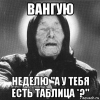 вангую неделю "а у тебя есть таблица *?"