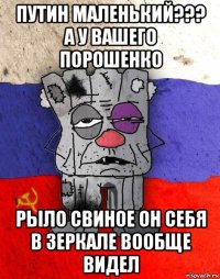 путин маленький??? а у вашего порошенко рыло свиное он себя в зеркале вообще видел