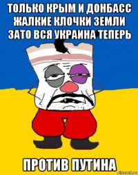 только крым и донбасс жалкие клочки земли зато вся украина теперь против путина