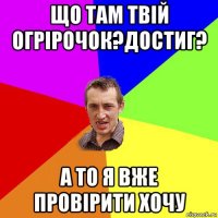 що там твій огрірочок?достиг? а то я вже провірити хочу