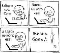 Зайду в соц. Сети Здесь никого нет! И ЗДЕСЬ НИКОГО НЕТ! Жизнь боль /: