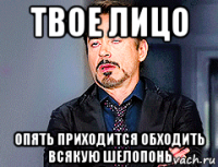 твое лицо опять приходится обходить всякую шелопонь