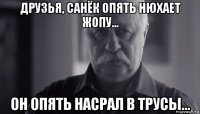 друзья, санёк опять нюхает жопу... он опять насрал в трусы...