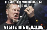 я, сука, телефон из за тебя сломал а ты гулять не идешь