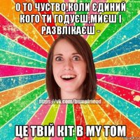 о то чуство,коли єдиний кого ти годуєш,миєш і развлікаєш - це твій кіт в my tom