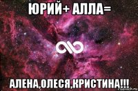 юрий+ алла= алена,олеся,кристина!!!