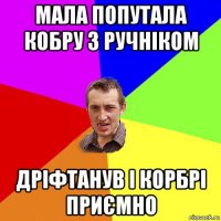 мала попутала кобру з ручніком дріфтанув і корбрі приємно