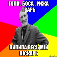 гола , боса , рижа тварь випила весь мій віскарь