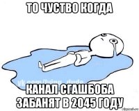 то чуство когда канал сгашбоба забанят в 2045 году