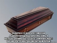  подарок к 23 февраля! гомосеки ,педики,извращенцы дрочуны,хамы и наглецы-должны быть здесь! земля вас ждет! она уже притягивает вас магнитным полем!
