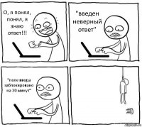 О, я понял, понял, я знаю ответ!!! "введен неверный ответ" "поле ввода заблокировано на 30 минут" 