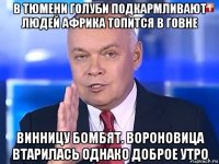 в тюмени голуби подкармливают людей африка топится в говне винницу бомбят. вороновица втарилась однако доброе утро