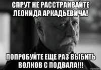 спрут не расстраивайте леонида аркадьевича! попробуйте еще раз выбить волков с подвала!!!