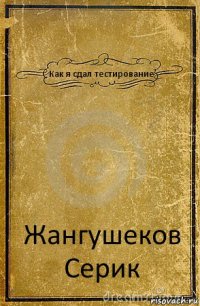 Как я сдал тестирование Жангушеков Серик