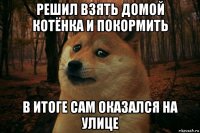 решил взять домой котёнка и покормить в итоге сам оказался на улице