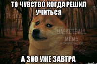 то чувство когда решил учиться а зно уже завтра