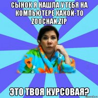 сынок я нашла у тебя на компьютере какой-то zoochan.zip это твоя курсовая?