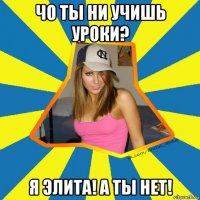 чо ты ни учишь уроки? я элита! а ты нет!