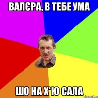 валєра, в тебе ума шо на х*ю сала