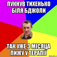 пукнув тихенько біля бджоли так уже 3 місяца лижу у терапії