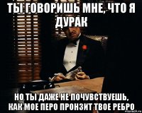 ты говоришь мне, что я дурак но ты даже не почувствуешь, как мое перо пронзит твое ребро