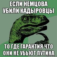 если немцова убили кадыровцы то где гарантия что они не убьют путина