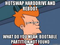 hotswap harddrive and reboot what do you mean: bootable partition not found