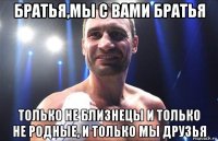 братья,мы с вами братья только не близнецы и только не родные, и только мы друзья