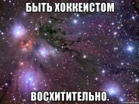 быть хоккеистом восхитительно.