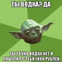 ты водка? да ты точно водка нет я пошутил с тебя 1000 рублей