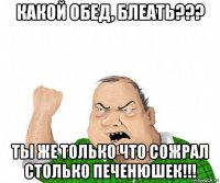 какой обед, блеать??? ты же только что сожрал столько печенюшек!!!