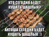 кто сегодня будет кушать шашлык? антоша сегодня будет кушать шашлык : )