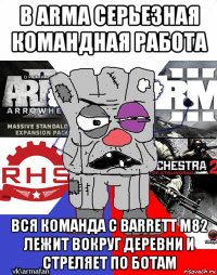 в arma серьезная командная работа вся команда с barrett m82 лежит вокруг деревни и стреляет по ботам