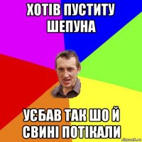 хотів пуститу шепуна уєбав так шо й свині потікали