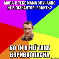 мала, в тебе мама случайно не в газканторі робить? бо ти в неї така взривоопасна